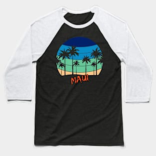 Maui Retro Vintage Sunset Beach Design Baseball T-Shirt